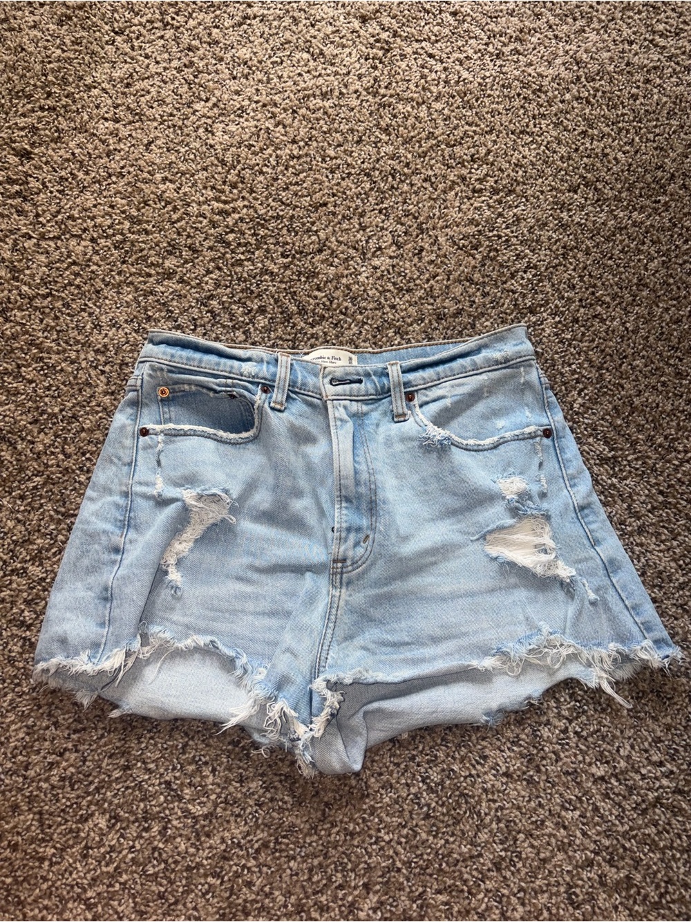 Abercrombie & Fitch Light Blue Distressed Denim Shorts